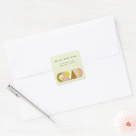 Retro sticker met adres retourlabel Grad Afstudere