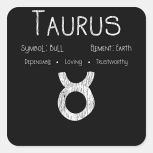 Retro Stier Zodiac Stier Aarde Astrologie Cadeau Vierkante Sticker