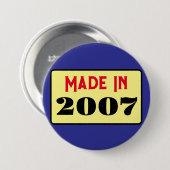 Retro stijl 18e verjaardag badge 2007 ronde button 7,6 cm (Voorkant /achterkant)