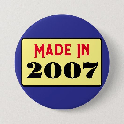 Retro stijl 18e verjaardag badge 2007 ronde button 7,6 cm (Voorkant)