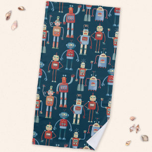 Retro stijl 1950s Robots Strandlaken