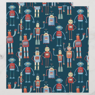 Retro stijl 1950s vintage robots scrapbook papier