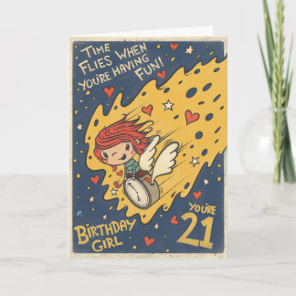 Retro stijl 21e verjaardagskaart voor haar kaart