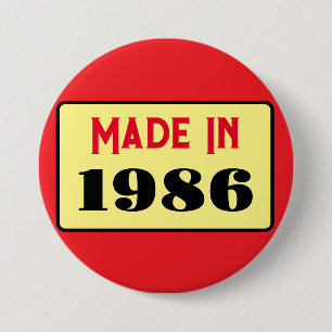 Retro stijl 40ste verjaardag badge 1986 knop ronde button 7,6 cm