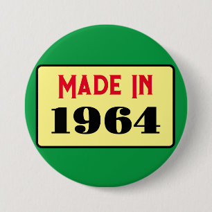 Retro stijl 60e verjaardag badge 1964 ronde button 7,6 cm