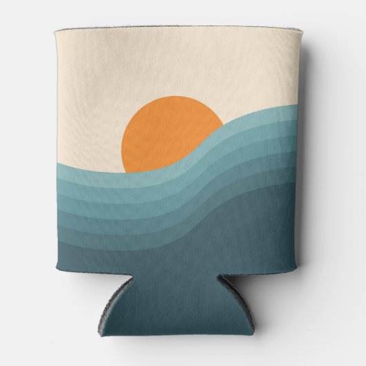 Retro stijl abstract zonsondergang landschap blikjeskoeler (Voorkant)