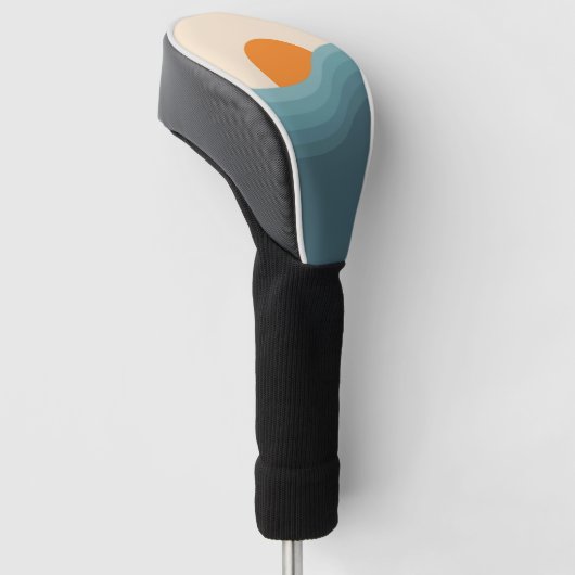 Retro stijl abstract zonsondergang landschap golfheadcover (Schuin)
