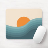 Retro stijl abstract zonsondergang landschap muismat (Met muis)