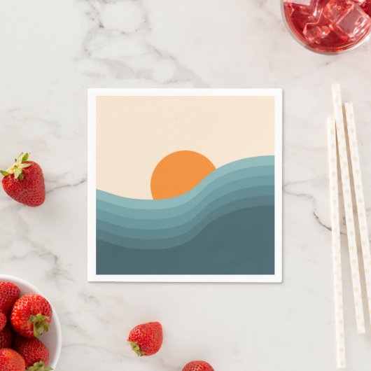 Retro stijl abstract zonsondergang landschap servet (Insitu)