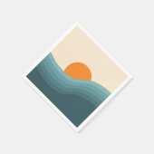 Retro stijl abstract zonsondergang landschap servet (Hoek)