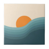 Retro stijl abstract zonsondergang landschap tegeltje (Voorkant)