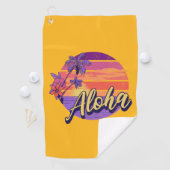 Retro stijl "Aloha" tekst ontwerp Golfhanddoek (Insitu)