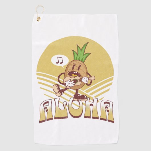 Retro stijl "Aloha" tekst ontwerp Golfhanddoek (Voorkant)