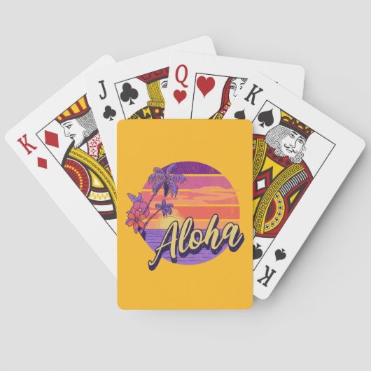 Retro stijl "Aloha" tekst ontwerp Pokerkaarten (Achterkant)