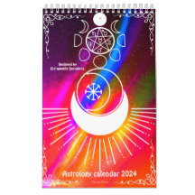 Retro stijl-Astrologie kalender 2024