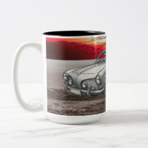 Retro Stijl Auto Illustratie Mok