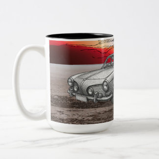 Retro Stijl Auto Illustratie Mok