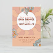 Retro Stijl Bloem Baby shower Feestuitnodiging Kaart (Staand voorkant)