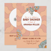 Retro Stijl Bloem Baby shower Feestuitnodiging Kaart (Voorkant / Achterkant)