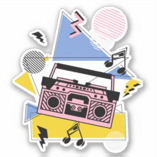 Retro stijl boombox ontwerp sticker