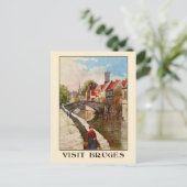 retro-stijl Brugge reizen en reizen Briefkaart (Staand voorkant)