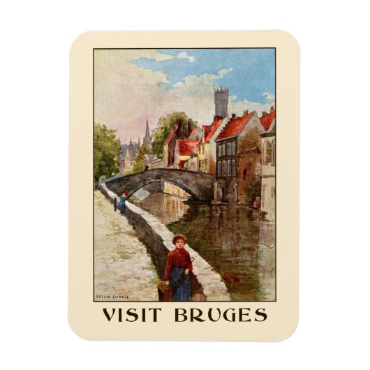  retro-stijl Brugge reizen en reizen Magneet (Verticaal)