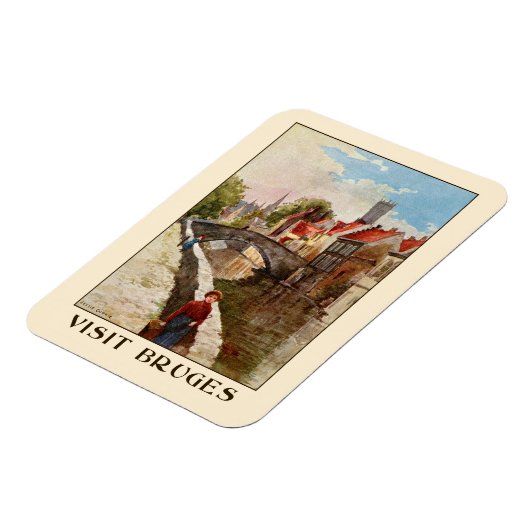  retro-stijl Brugge reizen en reizen Magneet (Linkerzijde)