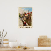  retro-stijl Brugge reizen en reizen Poster (Keuken)
