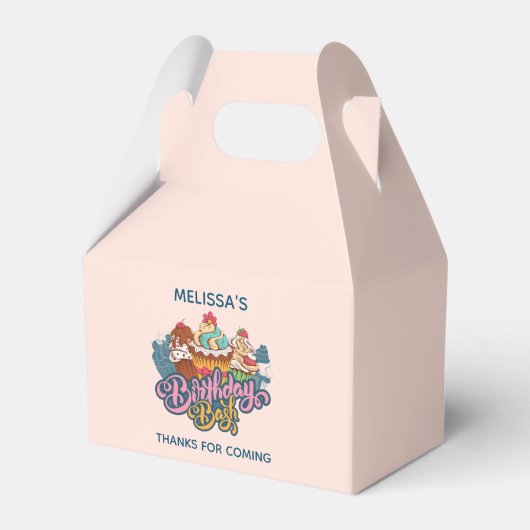 Retro stijl Cupcakes Sweet Dessert Birthday Bash Bedankdoosjes (Voorkant Zijde)