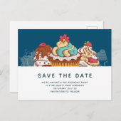 Retro Stijl Cupcakes Zoete Dessert Sla de Datum Op Briefkaart (Voorkant / Achterkant)