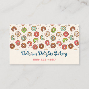Retro stijl cute kleurrijke donut patroon bakkerij visitekaartje