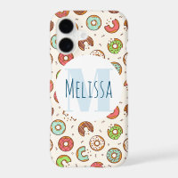 Retro Stijl Cute Kleurrijke Donut Patroon Monogram