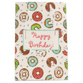 Retro stijl cute kleurrijke donut patroon verjaard medium cadeauzakje (Voorkant)