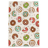 Retro stijl cute kleurrijke donut patroon verjaard medium cadeauzakje (Achterkant)