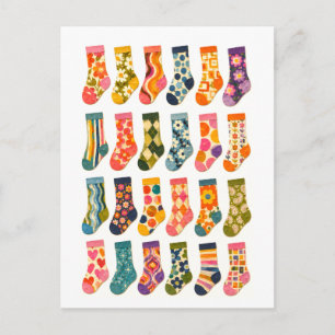 Retro Stijl Cute Sokken Collage Briefkaart