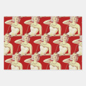 Retro stijl dame inpakpapier vel (Voorkant 2)