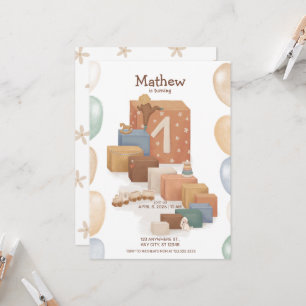 Retro stijl eerste verjaardag uitnodiging