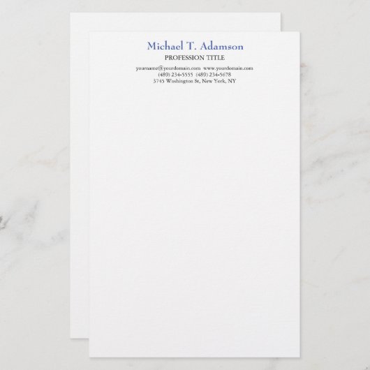 Retro Stijl Elegant Duidelijk Eenvoudig Wit Briefpapier (Voorkant / Achterkant)