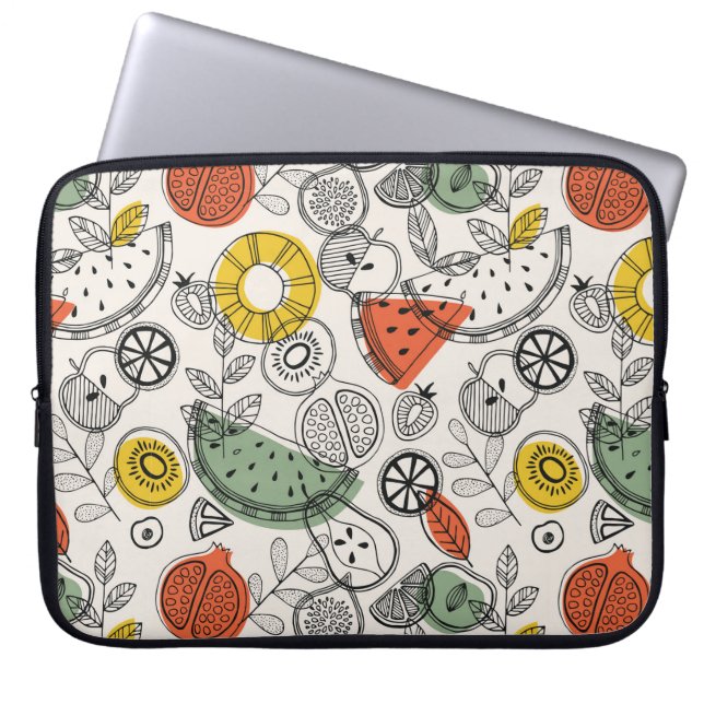 Retro  stijl fruitpatroon laptop sleeve (Voorkant)