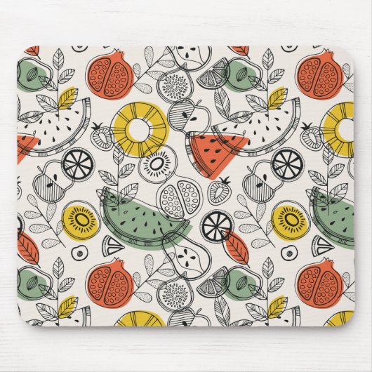 Retro  stijl fruitpatroon muismat (Voorkant)