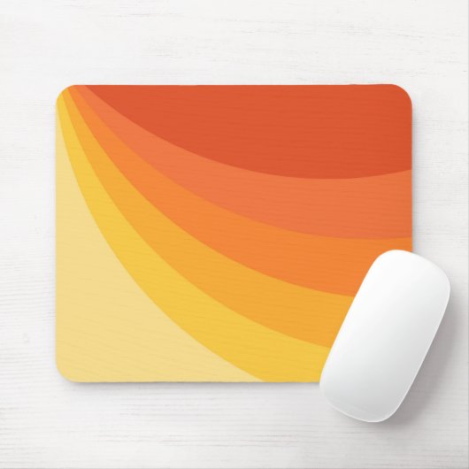 Retro stijl geel en oranje zonnestralen ontwerp muismat (Met muis)