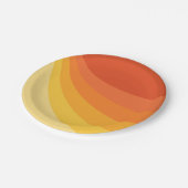 Retro stijl geel en oranje zonnestralen ontwerp papieren bordje (Gekanteld)