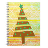 Retro stijl gele kerstboom kunst notitieboek (Voorkant)