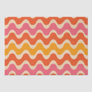 Retro stijl golvenpatroon in roze, oranje en rood tissuepapier