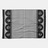 Retro  stijl grijs zwart polka dot scallop theedoek (Horizontaal)