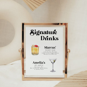 Retro Stijl Handtekening Drink Poster