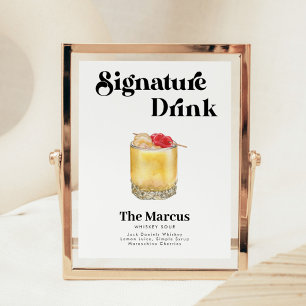 Retro  Stijl Handtekening Drink Poster