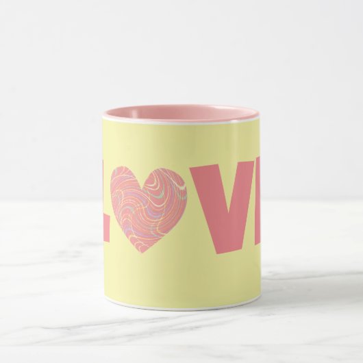 Retro stijl hart liefde roze Mok Cup (Midden)