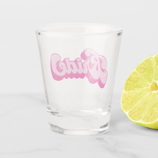 Retro Stijl Heet Roze Bruid Bachelorette Party Shot Glas (Achterkant)