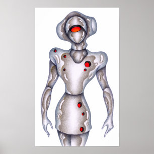 Retro-stijl humanoïde robot. poster